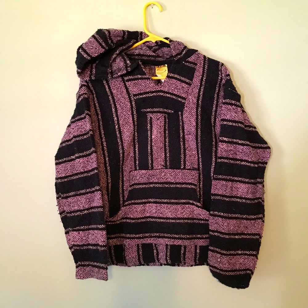 90s Hippie Baja Hoodie VTG Drug Rug L
